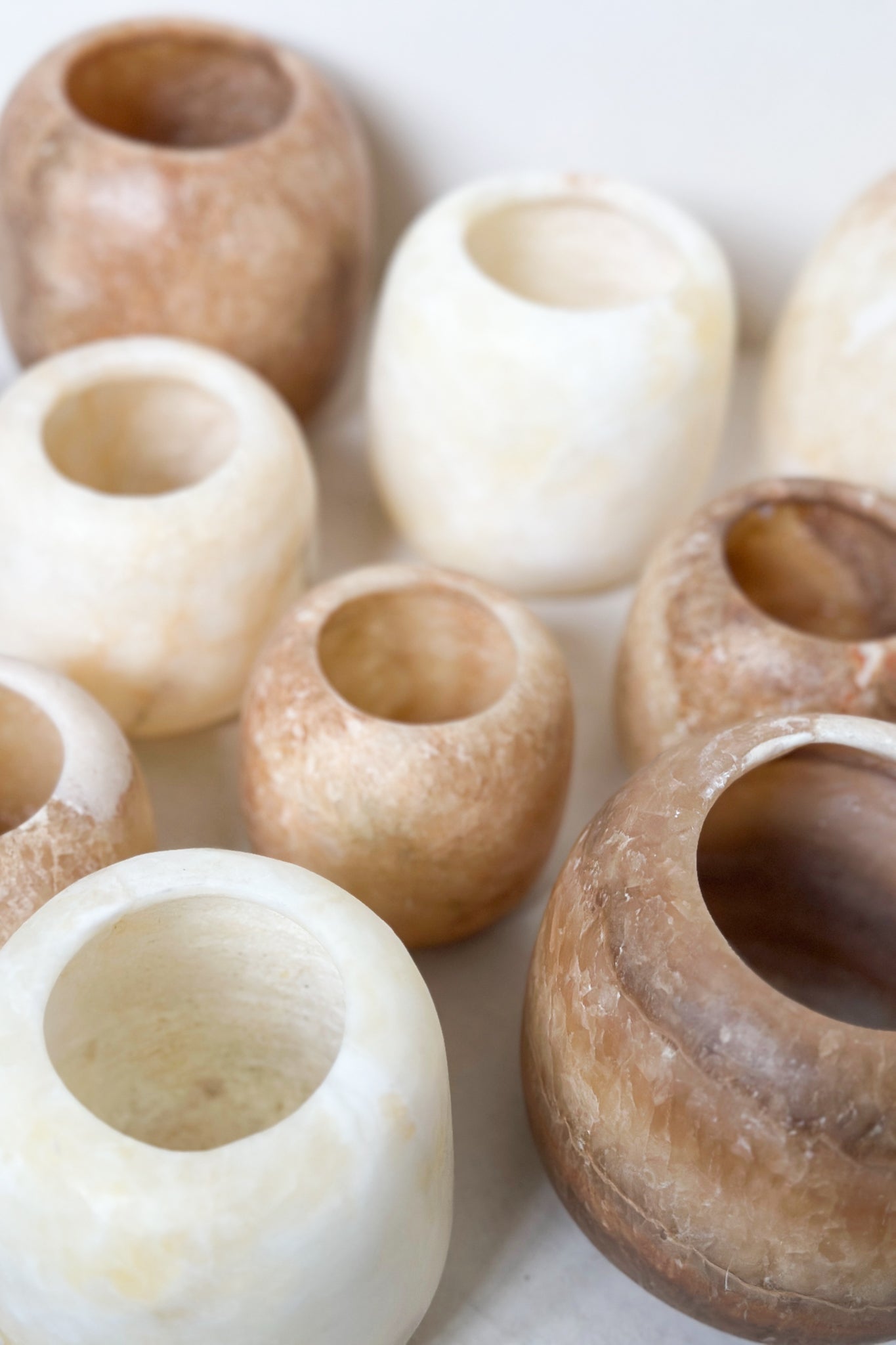 Alabaster kaarsenhouder M - brown