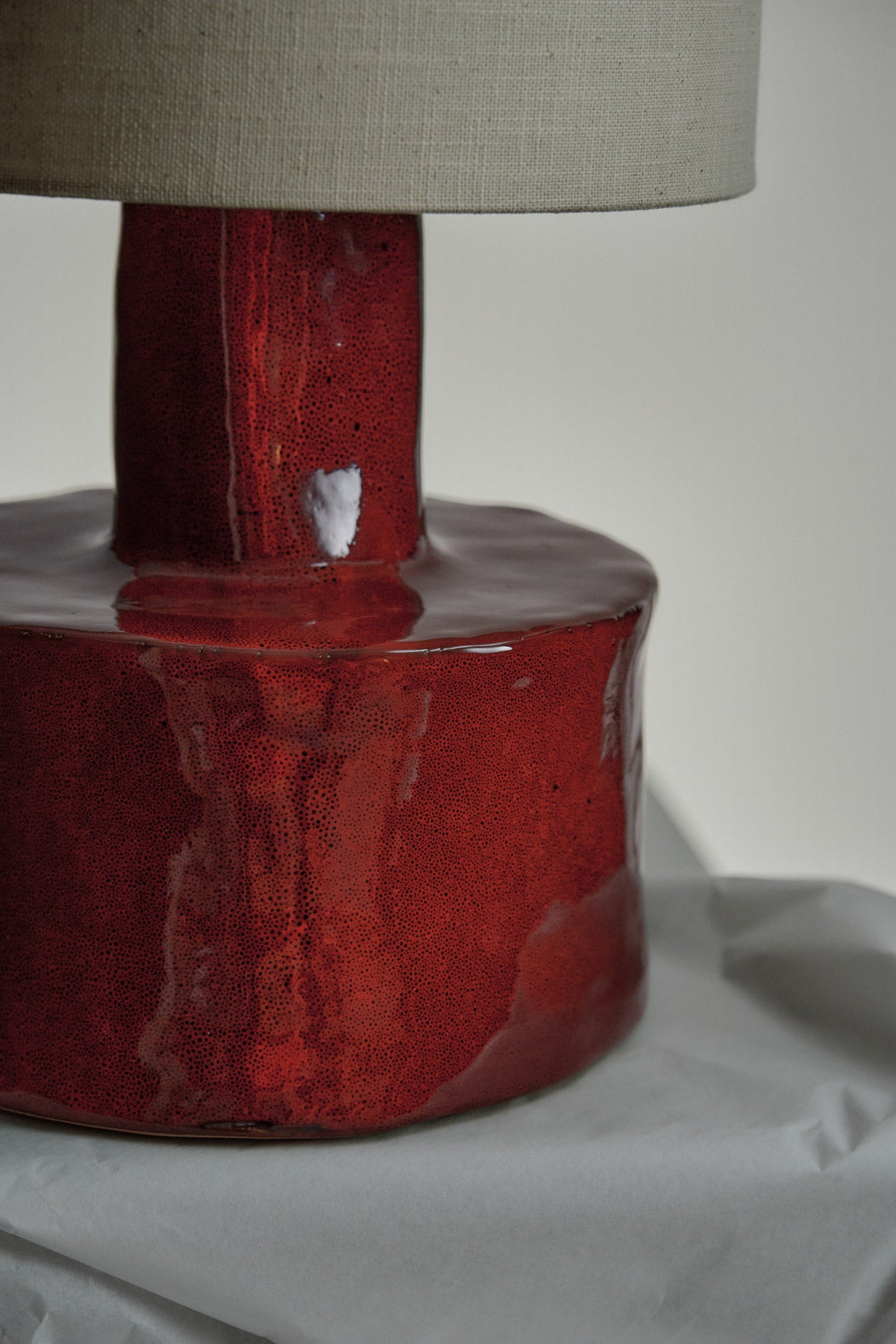 Tafel lamp rood-beige Catherine
