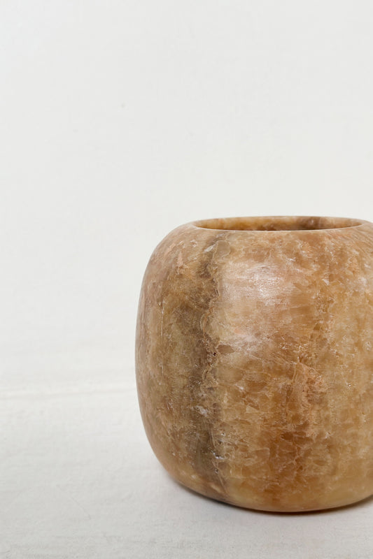 Alabaster kaarsenhouder L - brown